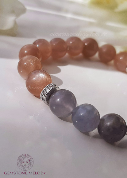 Браслет  з сонячного каменя і іоліта