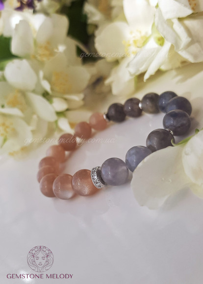 Браслет  з сонячного каменя і іоліта