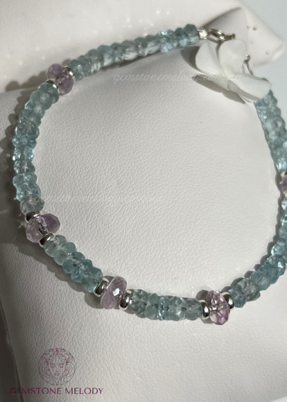Браслет з аквамарином і аметистом