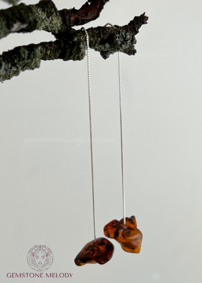 Сережки з бурштином