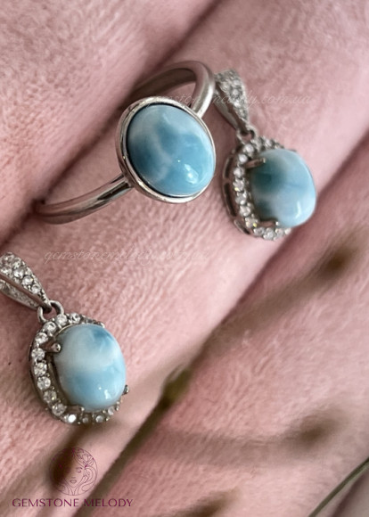 Кільце з ларимаром, зі срібла 