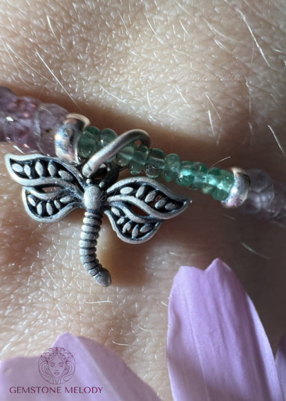 Браслет зі смарагду та лілової шпінелі