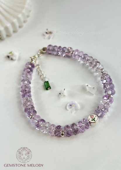 Браслет з граненим аметистом