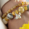 Набір браслетів з каменів жовтих,  теплих кольорів 
