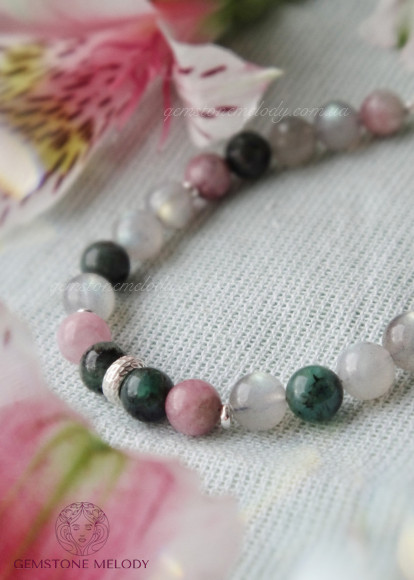 Браслет зі смарагда, лабрадору, турмаліну