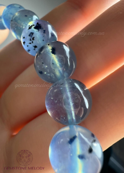 Браслет з рідкісним аквамарином з включеннями шерла