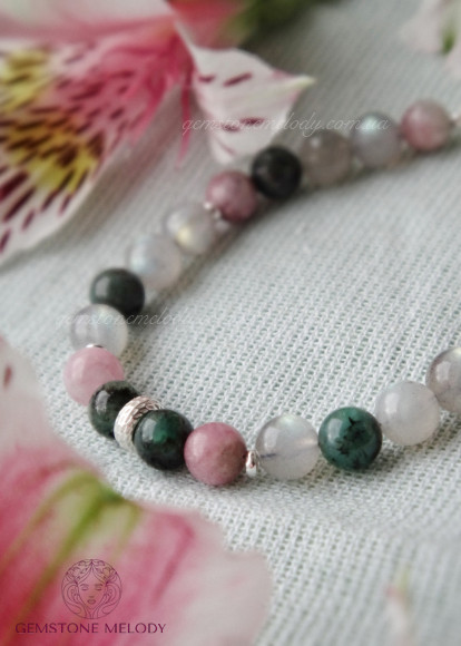 Браслет зі смарагда, лабрадору, турмаліну