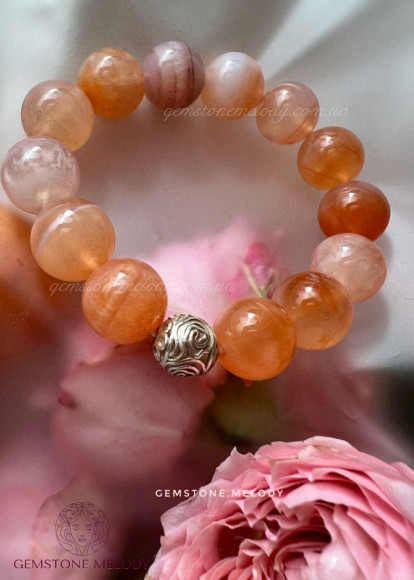 Браслет з сердоліком ( помаранчевим халцедоном)