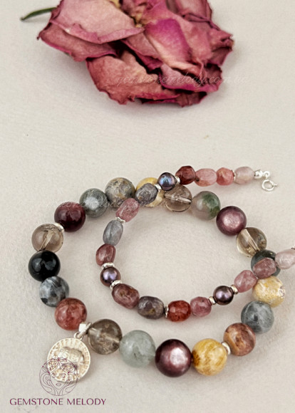 Набір браслетів з натуральних каменів та срібла 