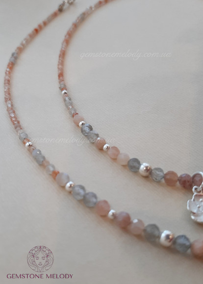 Колье из лабрадора и солнечного камня h1011