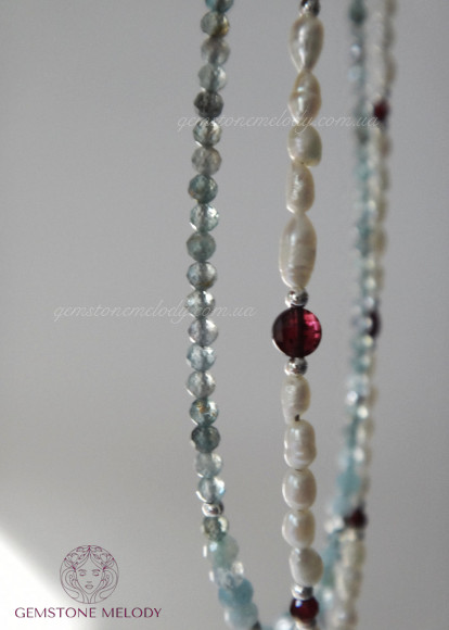 Кол'є з перлин та гранату