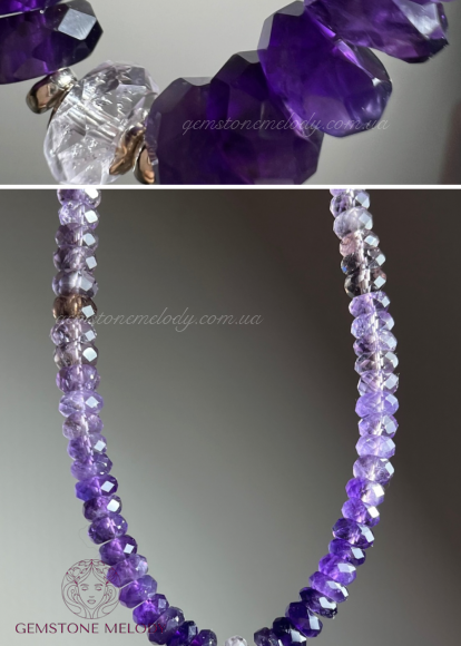 Кольє з аметистом, аметист високої якості та срібло