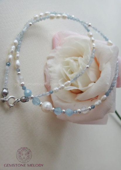 Колье из аквамарина h1009