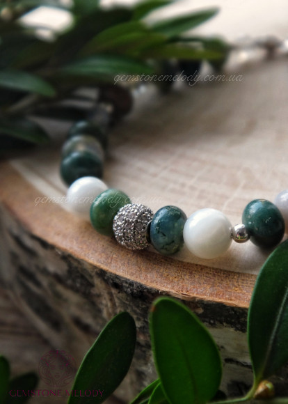 Браслет з агата, перламутра