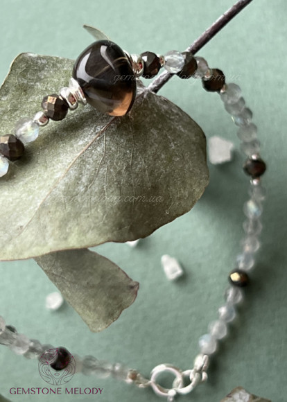 Браслет з піритом, лабрадором 