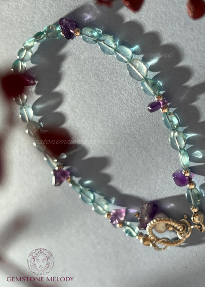 Браслет з апатиту та аметиста