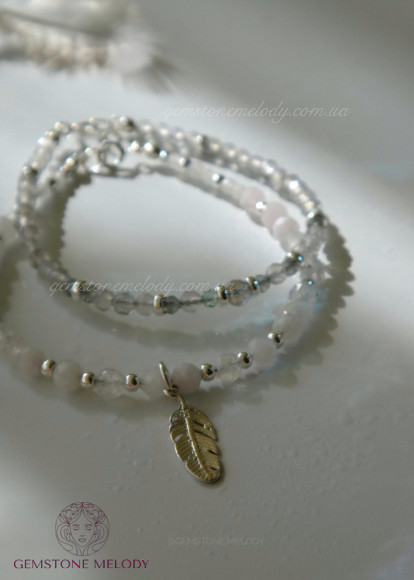 Браслет з апатиту та лабрадора 