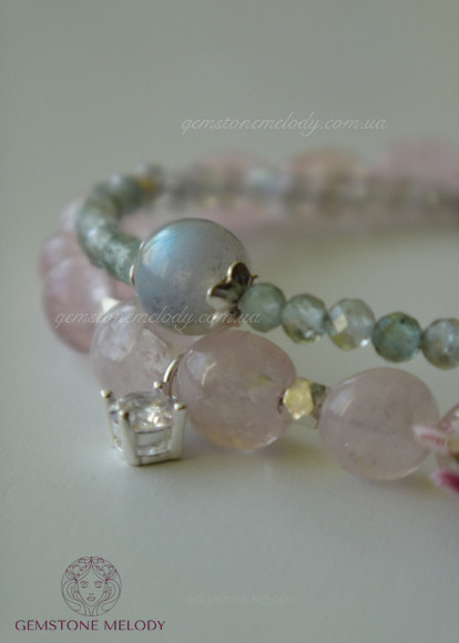 Браслет з апатиту та лабрадору