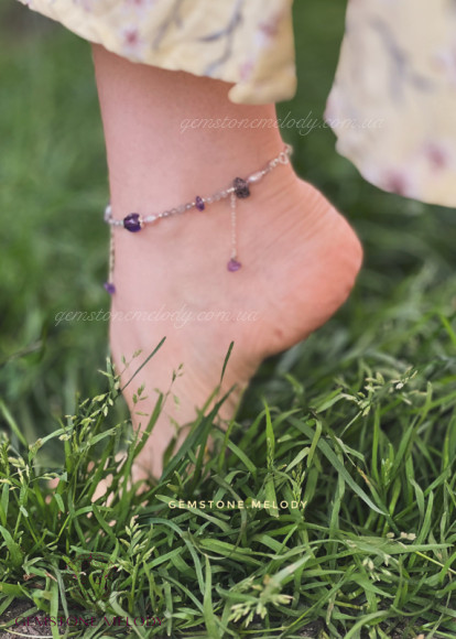Анклет з аметистом, та іншими натуральними каменями