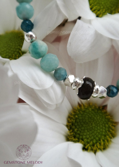 Браслет З амазоніта, апатита и агата