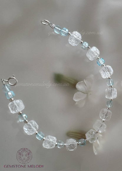 Браслет з гірського кришталю та топазу