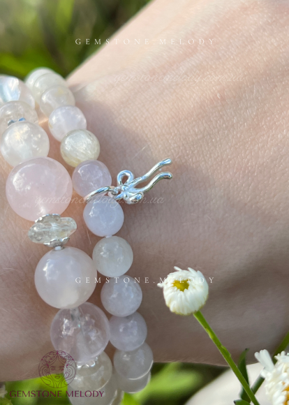 Набір ніжних браслетів з натуральних каменів та срібла 