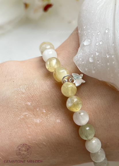Браслет з жовтим лепідолітом , сподуменом