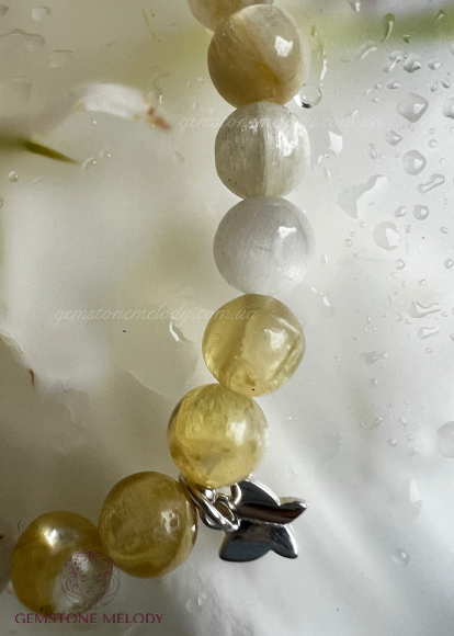Браслет з жовтим лепідолітом , сподуменом