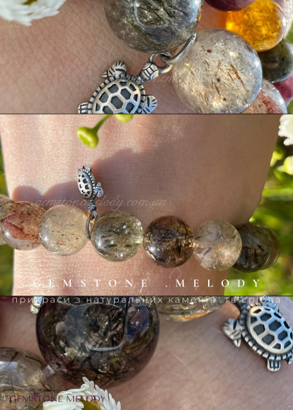 Браслет з рутиловим кварцем «стрела амура»