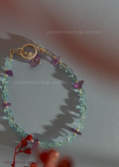 Браслет з апатиту та аметиста