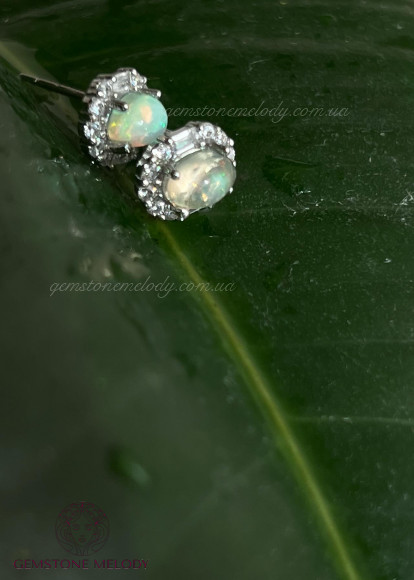 Сережки з опалом , у сріблі