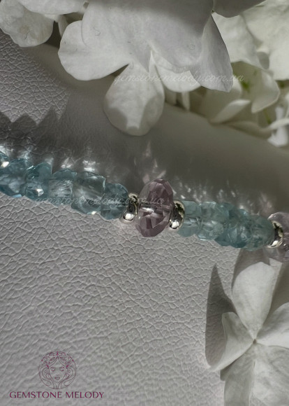 Браслет з аквамарином і аметистом