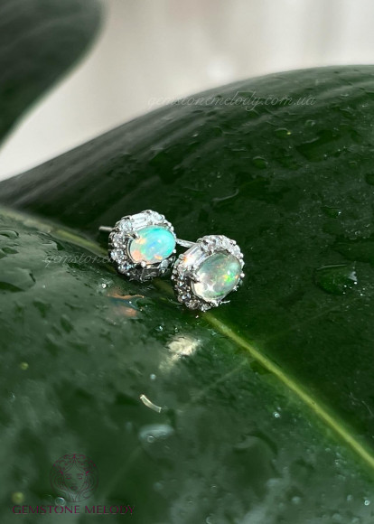 Сережки з опалом , у сріблі