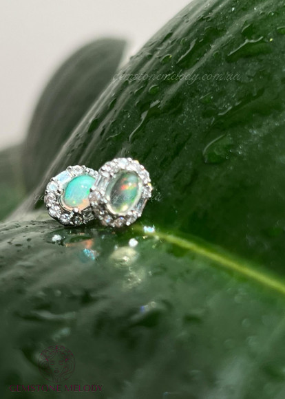 Сережки з опалом , у сріблі