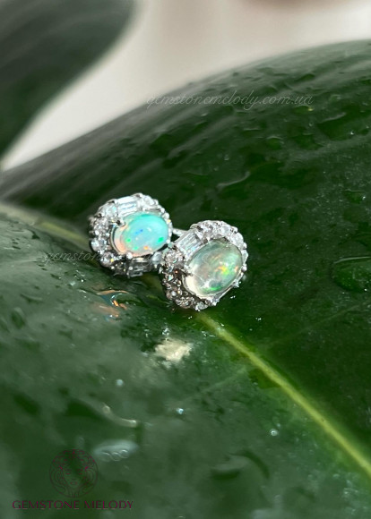 Сережки з опалом , у сріблі