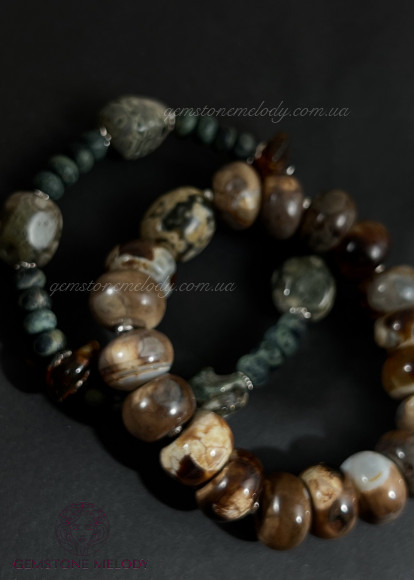 Набір браслетів з яшми та агатів