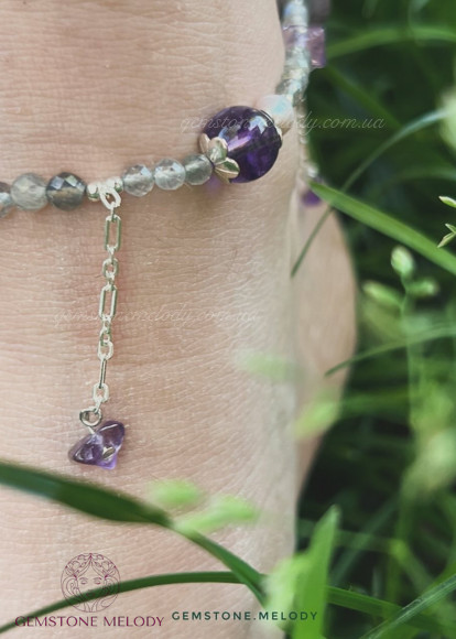 Анклет з аметистом, та іншими натуральними каменями