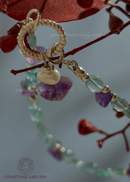 Браслет з апатиту та аметиста