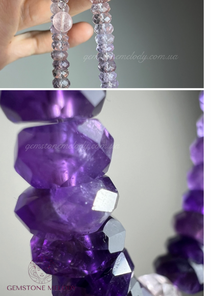 Кольє з аметистом, аметист високої якості та срібло