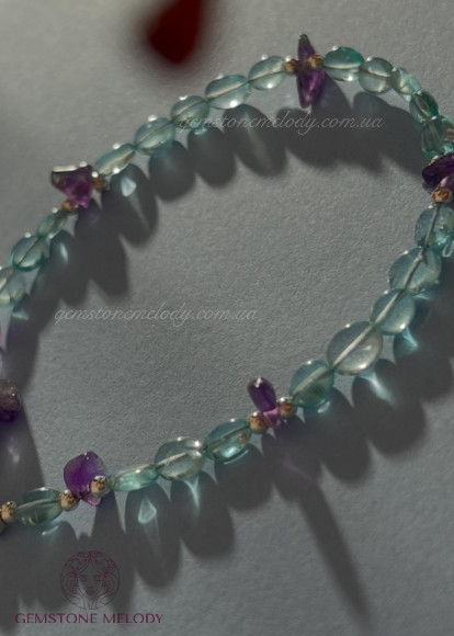 Браслет з апатиту та аметиста