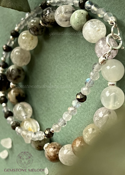 Браслет з піритом, лабрадором 