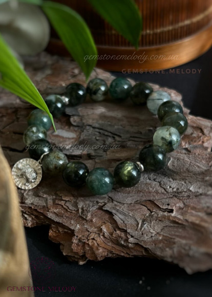 Браслет з міксу натуральних каменів зелених каменів 