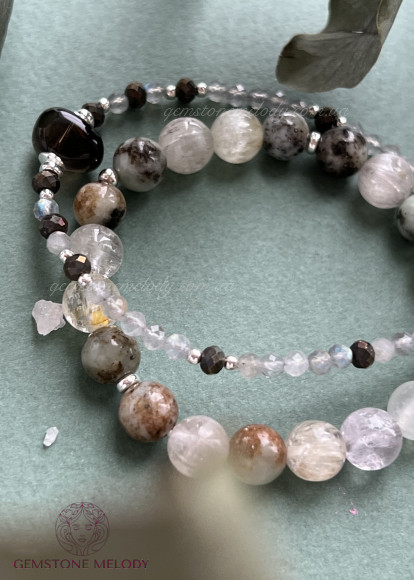 Браслет з піритом, лабрадором 