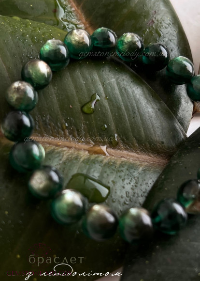 Браслет з зеленим лепідолітом