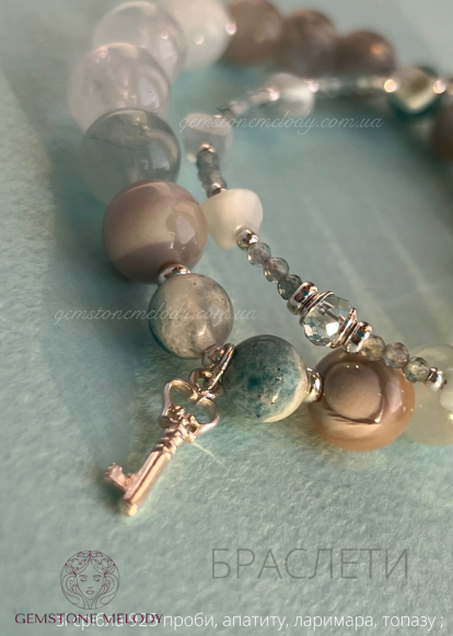 Тоненький браслет з блакитних каменів