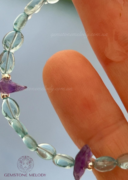 Браслет з апатиту та аметиста