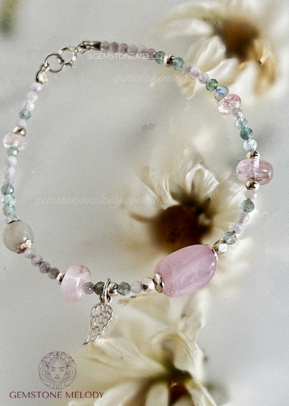 Набір браслетів з натуральних каменів та срібла 