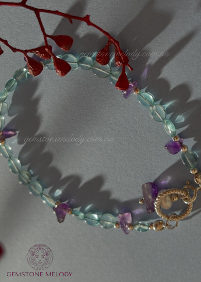 Браслет з апатиту та аметиста