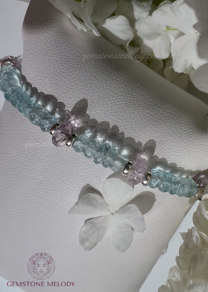 Браслет з аквамарином і аметистом
