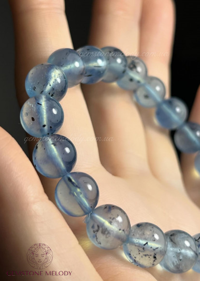 Браслет з рідкісним аквамарином з включеннями шерла